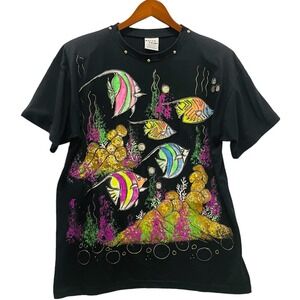 Vintage Match Point T-Shirt 3D Hand Painted "Under the Sea" One Size Made in USA
